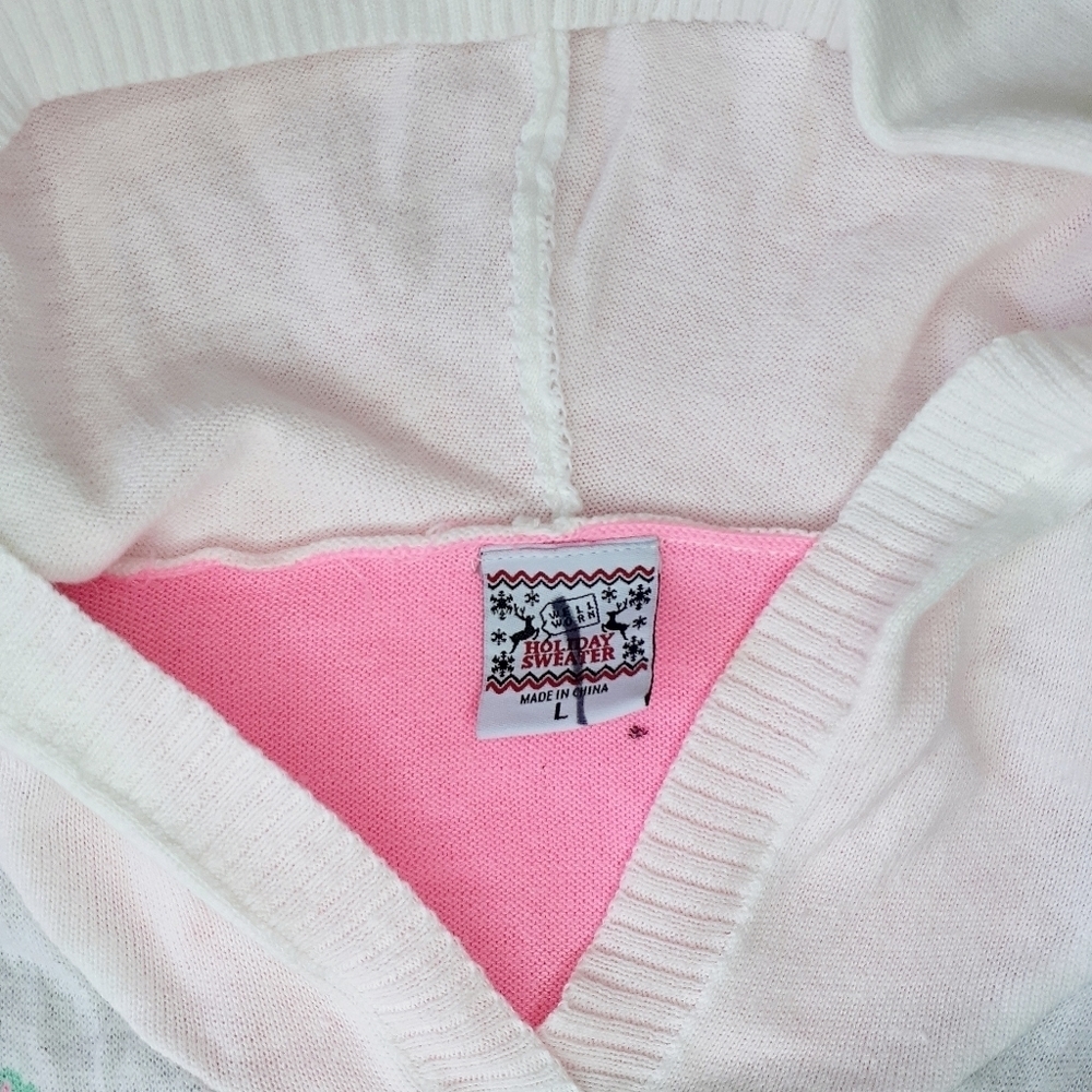 WELL WORN Holiday Sweater Women's Llama Hoodie. Size L - Picture 6 of 11